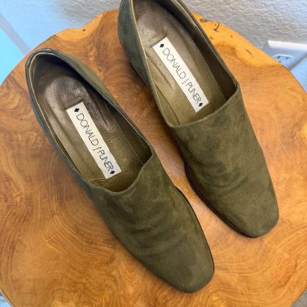 Donald J Pliner Olive Green Block Heel Shoes Booties Shooties Womens‎ sz 7